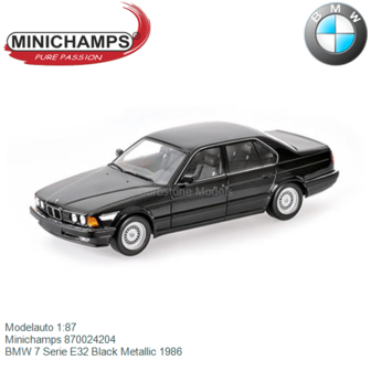 Modelauto 1:87 | Minichamps 870024204 | BMW 7 Serie E32 Black Metallic 1986