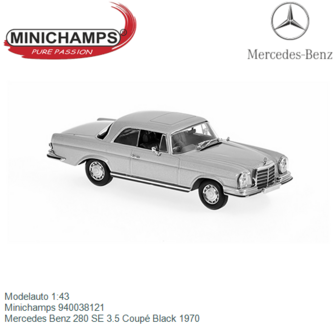 Modelauto 1:43 | Minichamps 940038121 | Mercedes Benz 280 SE 3.5 Coup&eacute; Black 1970