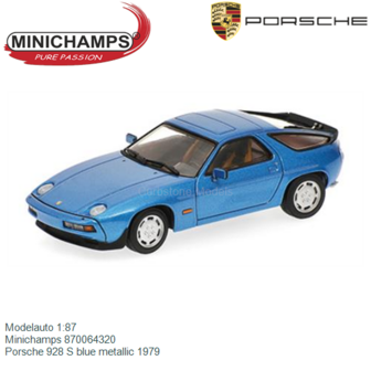 Modelauto 1:87 | Minichamps 870064320 | Porsche 928 S blue metallic 1979