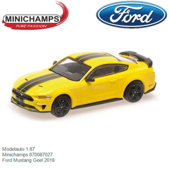 Modelauto 1:87 | Minichamps 870087027 | Ford Mustang Geel 2018