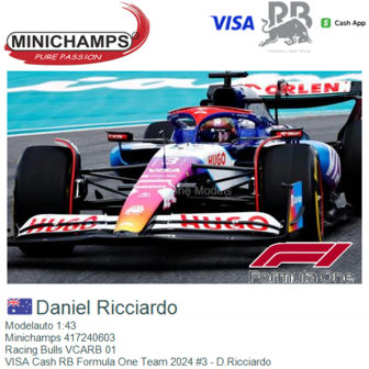 Modelauto 1:43 | Minichamps 417240603 | Racing Bulls VCARB 01 | VISA Cash RB Formula One Team 2024 #3 - D.Ricciardo