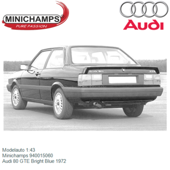 Modelauto 1:43 | Minichamps 940015060 | Audi 80 GTE Bright Blue 1972