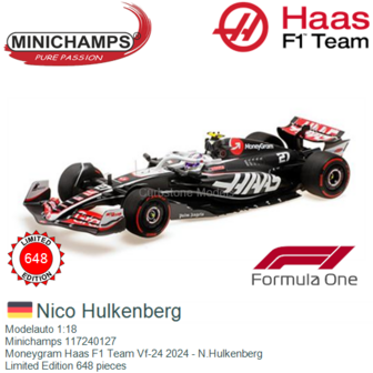 Modelauto 1:18 | Minichamps 117240127 | Moneygram Haas F1 Team Vf-24 2024 - N.Hulkenberg