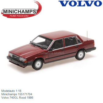 Modelauto 1:18 | Minichamps 155171704 | Volvo 740GL Rood 1986