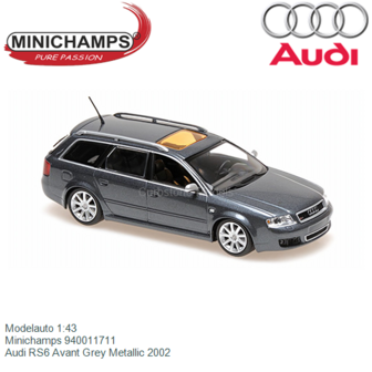 Modelauto 1:43 | Minichamps 940011711 | Audi RS6 Avant Grey Metallic 2002