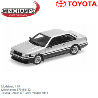 Modelauto 1:87 | Minichamps 870164122 | Toyota Corolla GT Grey metallic 1984