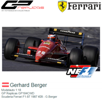 Modelauto 1:18 | GP Replicas GP184CWD | Scuderia Ferrari F1-87 1987 #28 - G.Berger