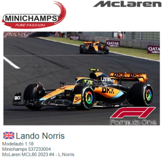 Modelauto 1:18 | Minichamps 537233004 | McLaren MCL60 2023 #4 - L.Norris