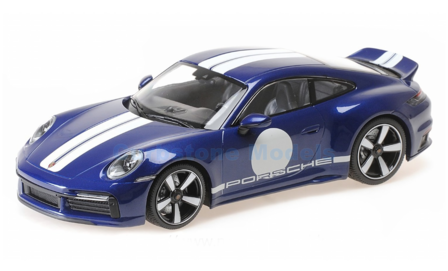 Modelauto 1:18 | Minichamps 155062006 | Porsche 911 Sport Classic (992) Blue Metallic and White 2022