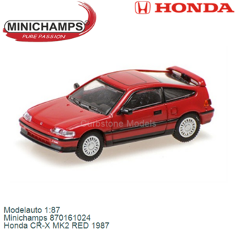 Modelauto 1:87 | Minichamps 870161024 | Honda CR-X MK2 RED 1987