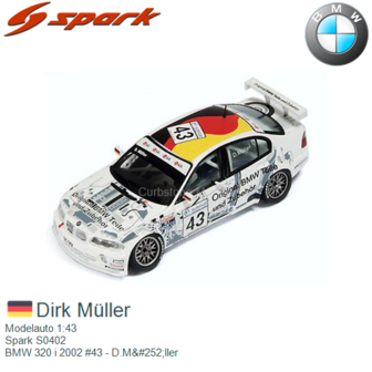 Modelauto 1:43 | Spark S0402 | BMW 320 i 2002 #43 - D.M&amp;#252;ller