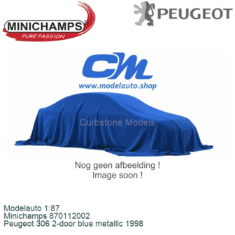 Modelauto 1:87 | Minichamps 870112002 | Peugeot 306 2-door blue metallic 1998