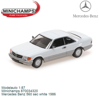 Modelauto 1:87 | Minichamps 870034320 | Mercedes Benz 560 sec white 1986