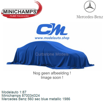 Modelauto 1:87 | Minichamps 870034324 | Mercedes Benz 560 sec blue metallic 1986