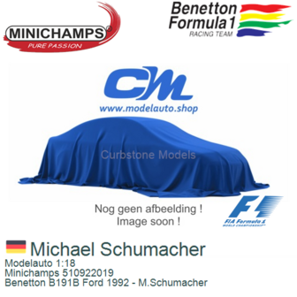 Modelauto 1:18 | Minichamps 510922019 | Benetton B191B Ford 1992 - M.Schumacher