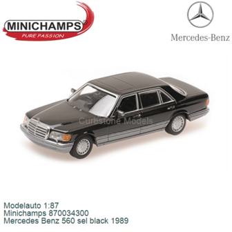 Modelauto 1:87 | Minichamps 870034300 | Mercedes Benz 560 sel black 1989