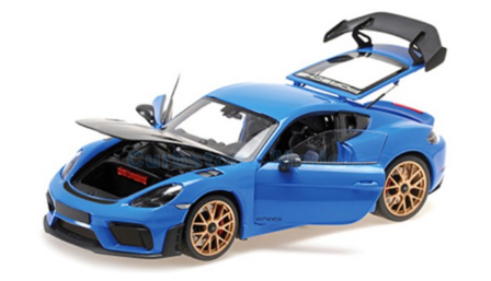 Modelauto 1:18 | Minichamps 110062121 | Porsche cayman gt4 rs blue w/ weissach package 2024