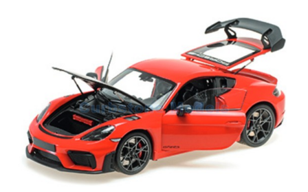 Modelauto 1:18 | Minichamps 110062120 | Porsche cayman gt4 rs red w/ weissach package 2024