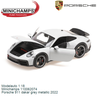 Modelauto 1:18 | Minichamps 110062074 | Porsche 911 dakar grey metallic 2022