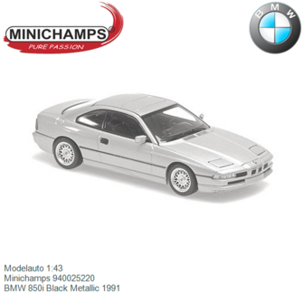 Modelauto 1:43 | Minichamps 940025220 | BMW 850i Black Metallic 1991