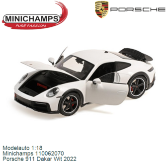 Modelauto 1:18 | Minichamps 110062070 | Porsche 911 Dakar Wit 2022