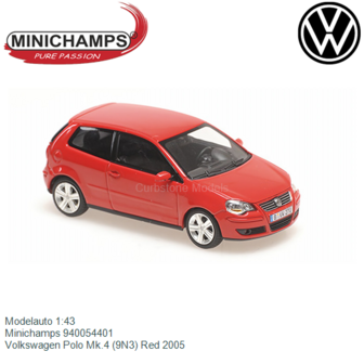 Modelauto 1:43 | Minichamps 940054401 | Volkswagen Polo Mk.4 (9N3) Red 2005