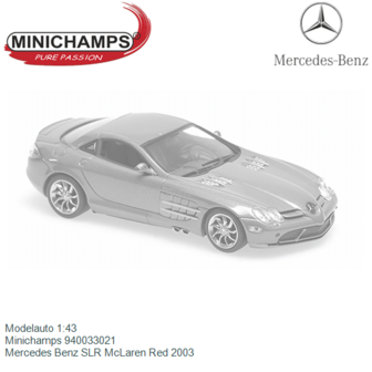 Modelauto 1:43 | Minichamps 940033021 | Mercedes Benz SLR McLaren Red 2003