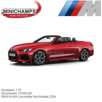 Modelauto 1:18 | Minichamps 110020160 | BMW M M4 Convertible Red Metallic 2024