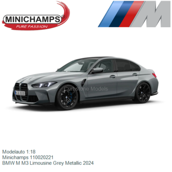 Modelauto 1:18 | Minichamps 110020221 | BMW M M3 Limousine Grey Metallic 2024