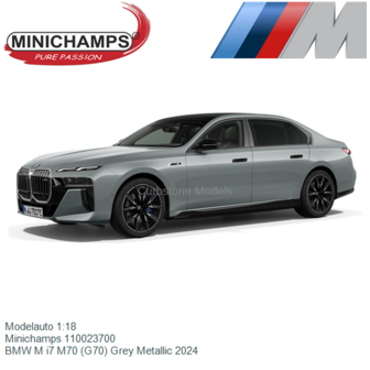 Modelauto 1:18 | Minichamps 110023700 | BMW M i7 M70 (G70) Grey Metallic 2024