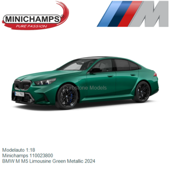 Modelauto 1:18 | Minichamps 110023800 | BMW M M5 Limousine Green Metallic 2024