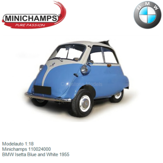 Modelauto 1:18 | Minichamps 110024000 | BMW Isetta Blue and White 1955