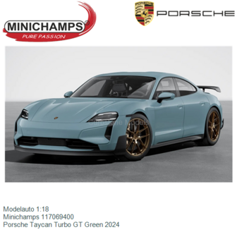 Modelauto 1:18 | Minichamps 117069400 | Porsche Taycan Turbo GT Green 2024