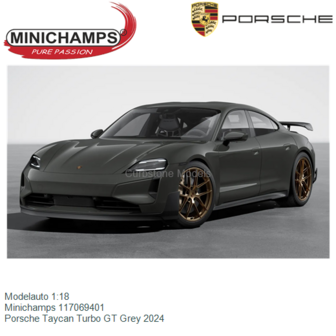 Modelauto 1:18 | Minichamps 117069401 | Porsche Taycan Turbo GT Grey 2024