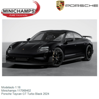 Modelauto 1:18 | Minichamps 117069402 | Porsche Taycan GT Turbo Black 2024