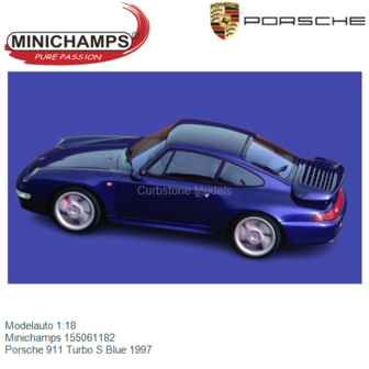 Modelauto 1:18 | Minichamps 155061182 | Porsche 911 Turbo S Blue 1997