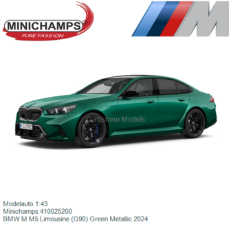 Modelauto 1:43 | Minichamps 410025200 | BMW M M5 Limousine (G90) Green Metallic 2024