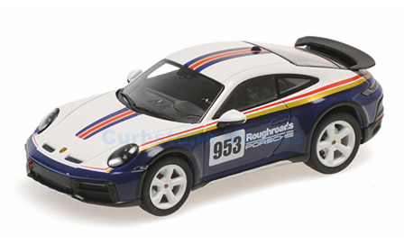 Modelauto 1:43 | Minichamps 410062075 | Porsche 911 Roughroads Dakar Rothmans Blue and White 2024