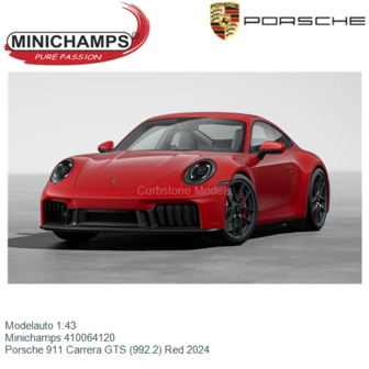 Modelauto 1:43 | Minichamps 410064120 | Porsche 911 Carrera GTS (992.2) Red 2024