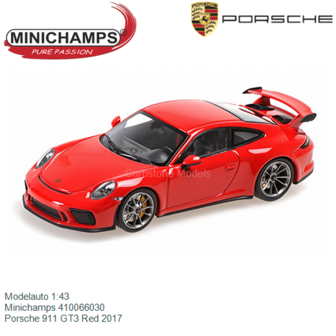 Modelauto 1:43 | Minichamps 410066030 | Porsche 911 GT3 Red 2017