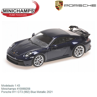 Modelauto 1:43 | Minichamps 410069208 | Porsche 911 GT3 (992) Blue Metallic 2021