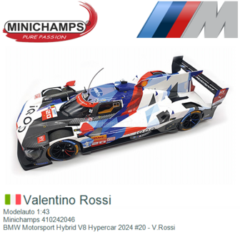 Modelauto 1:43 | Minichamps 410242046 | BMW Motorsport Hybrid V8 Hypercar 2024 #20 - V.Rossi