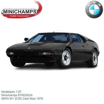 Modelauto 1:87 | Minichamps 870025024 | BMW M1 (E26) Dark Blue 1978