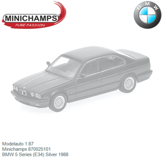 Modelauto 1:87 | Minichamps 870025101 | BMW 5 Series (E34) Silver 1988