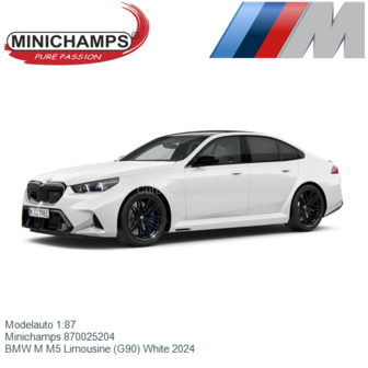 Modelauto 1:87 | Minichamps 870025204 | BMW M M5 Limousine (G90) White 2024