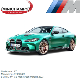 Modelauto 1:87 | Minichamps 870025320 | BMW M M4 CS Matt Green Metallic 2023