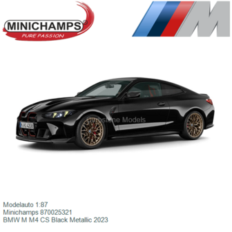 Modelauto 1:87 | Minichamps 870025321 | BMW M M4 CS Black Metallic 2023