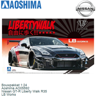 Bouwpakket 1:24 | Aoshima AO05592 | Nissan GT-R Liberty Walk R35 | LB Works