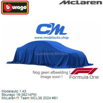 Modelauto 1:43 | Bburago 18-38214PM | McLaren f1 Taem MCL38 2024 #81