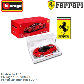 Modelauto 1:18 | Bburago 18-16901RED | Ferrari LaFerrari Rood 2014